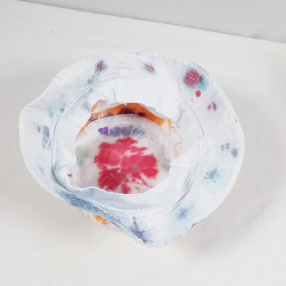 Bundle of 2 Kids Big Girls Bucket Hats Polka Dot & Tie Dye Colorful